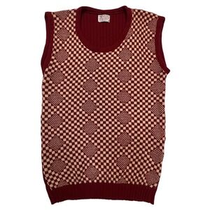 Vintage Hathaway 70s Artsy Retro Geometric Maroon Unisex Sweater Vest Size M